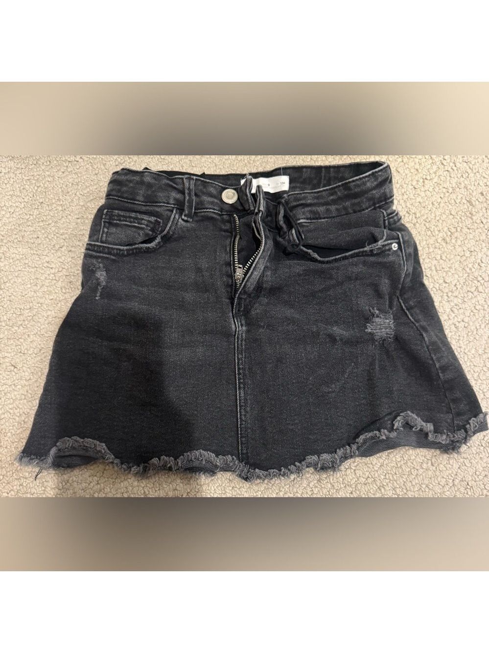 Zara Girls Charcoal Denim Mini Skirt